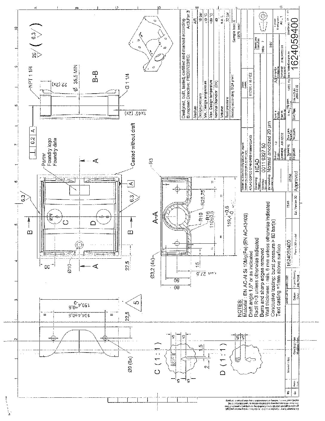 CD dryer head cross sectional