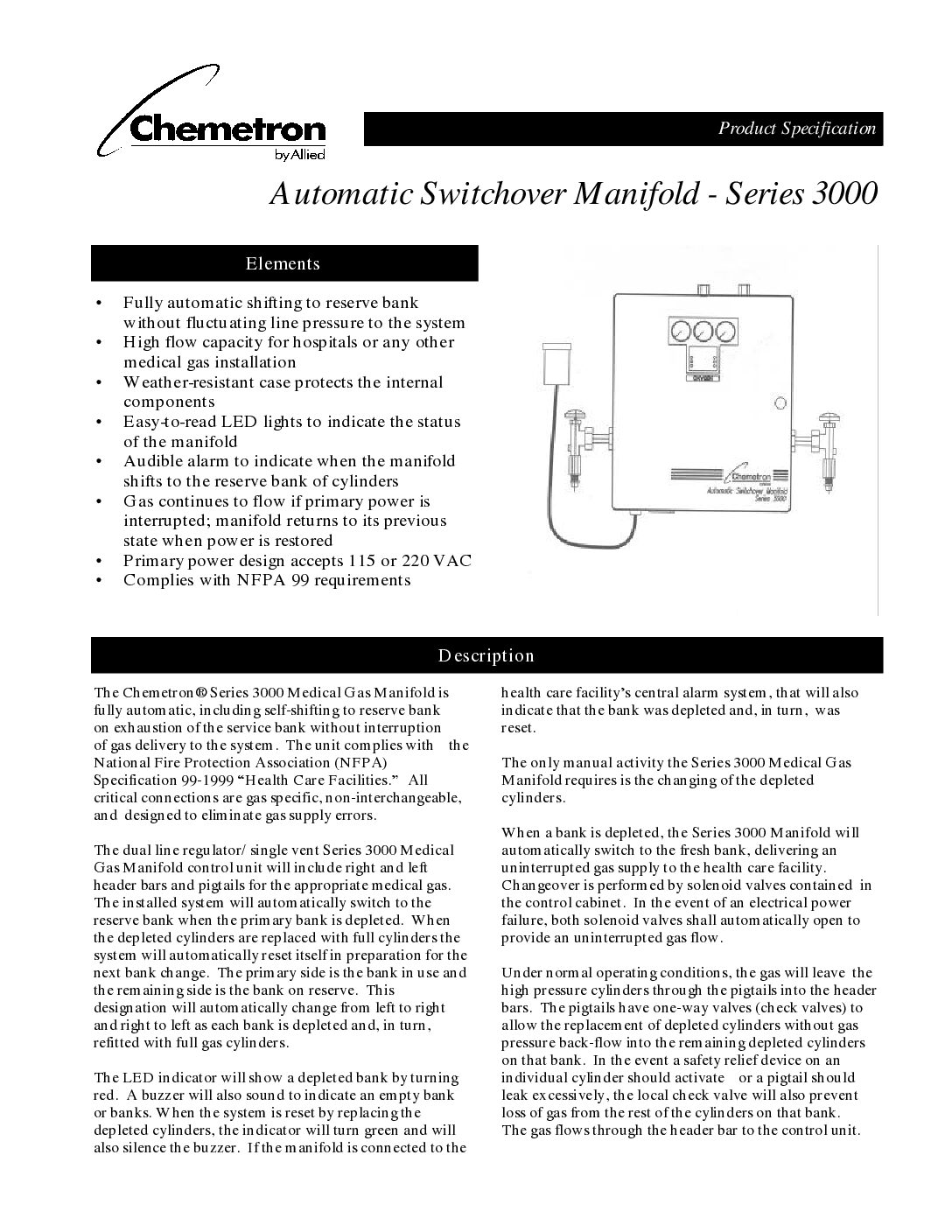 Chemetron 3000 spec sheet