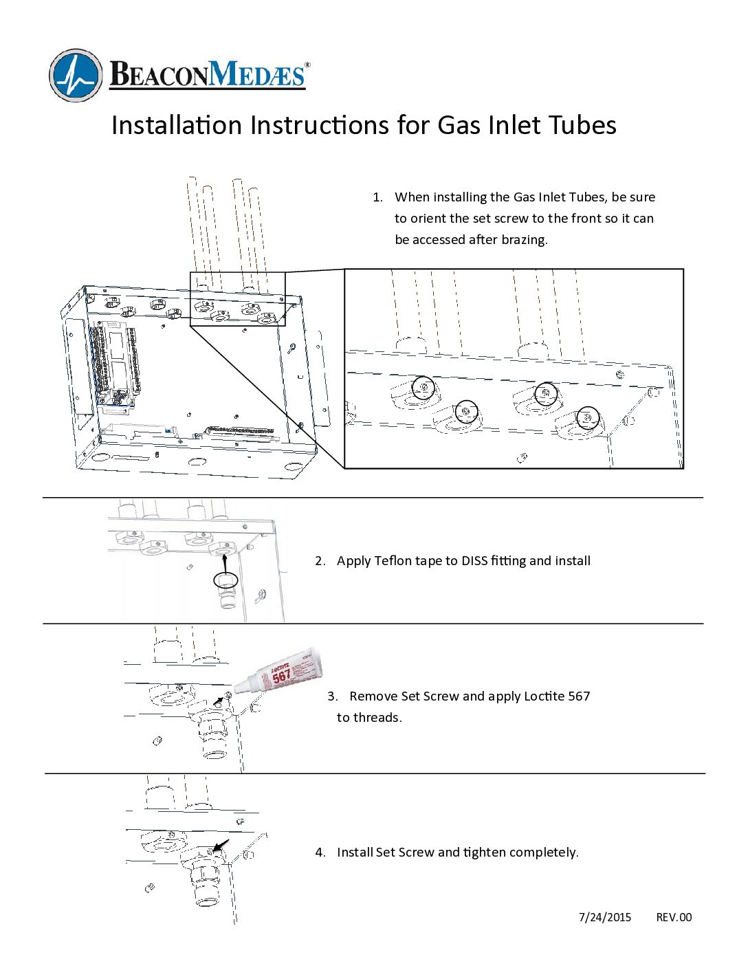 Installation Instructions-Gas Inlet Tubes
