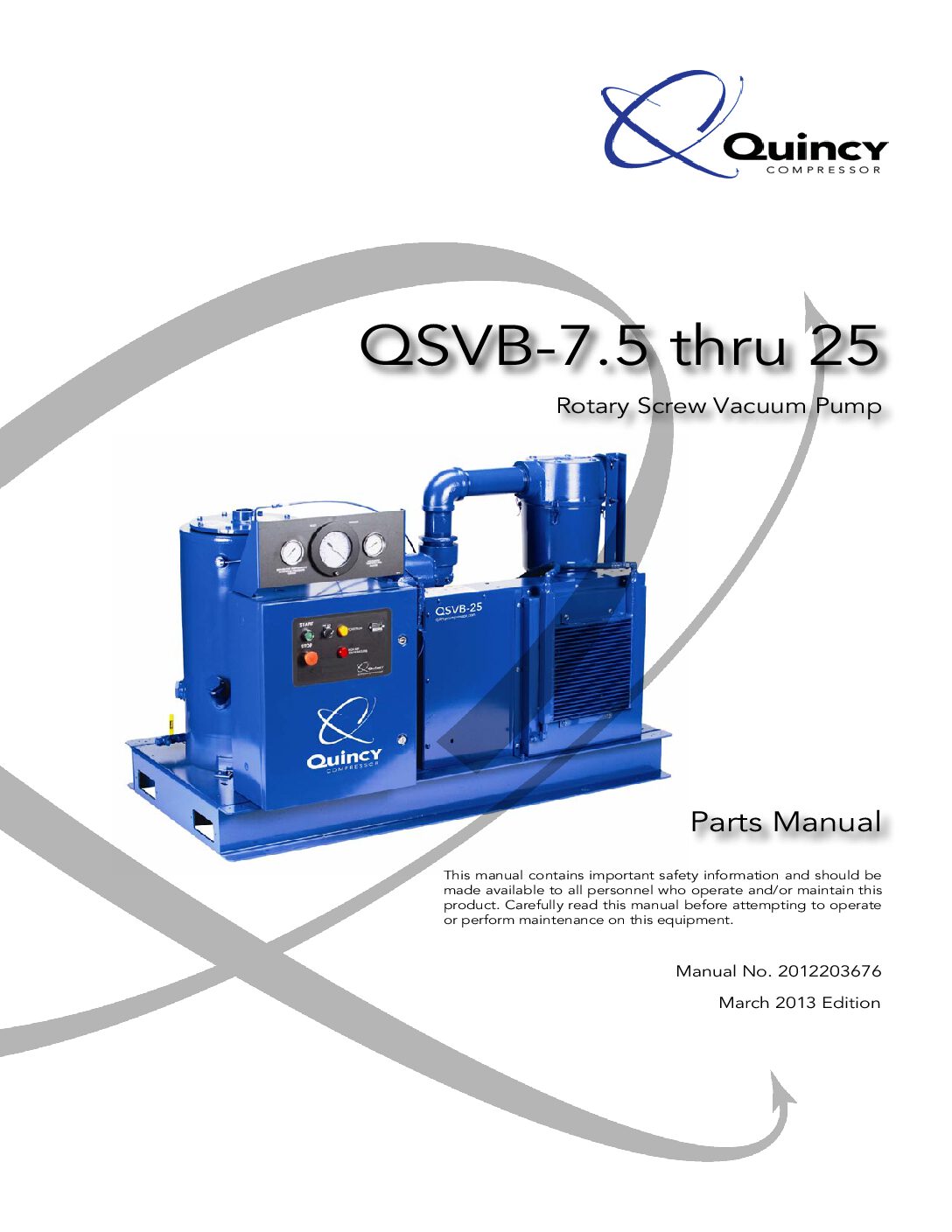 Parts Manual No 2012203676 QSVB-7.5 thru 25 March 2013