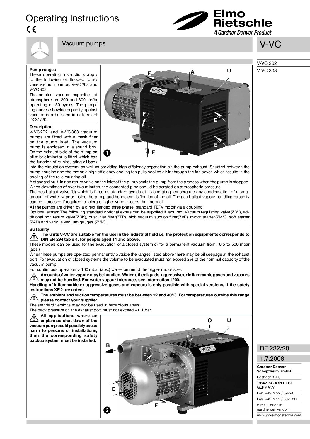 VC202 VC303 Operating Instructions
