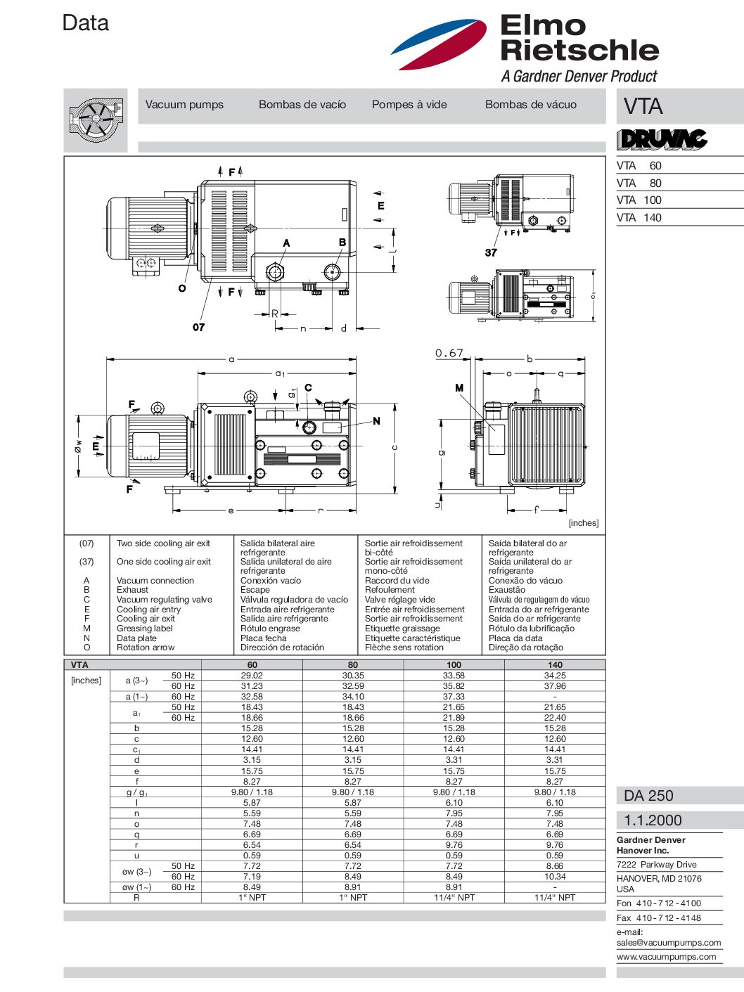 VTA60-140 dimensions