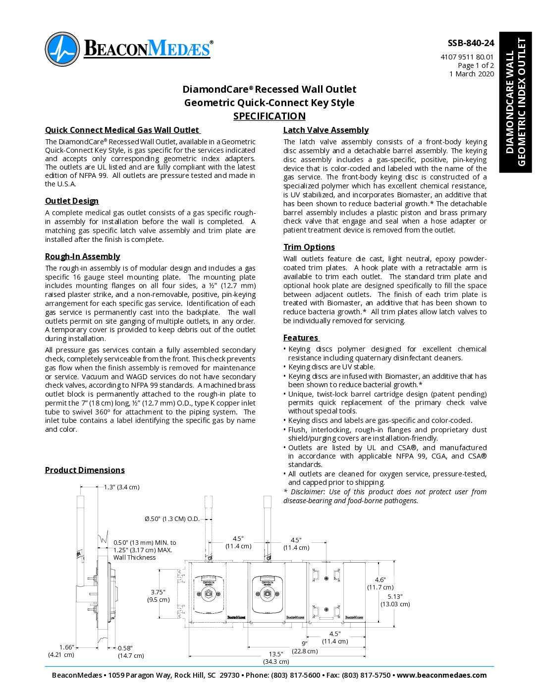 Geometric Quick-Connect Recessed Wall Outlet Datasheet