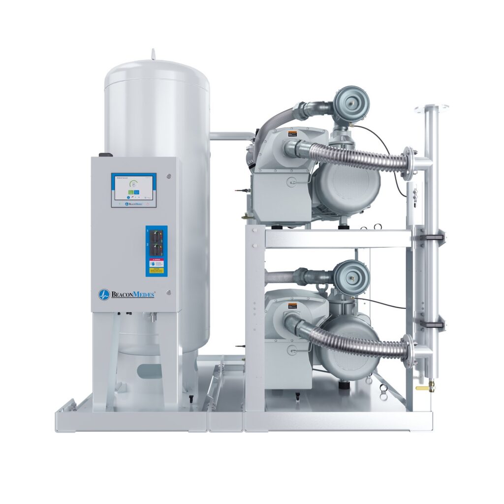 Lubricated rotary vane medical vacuum system front view