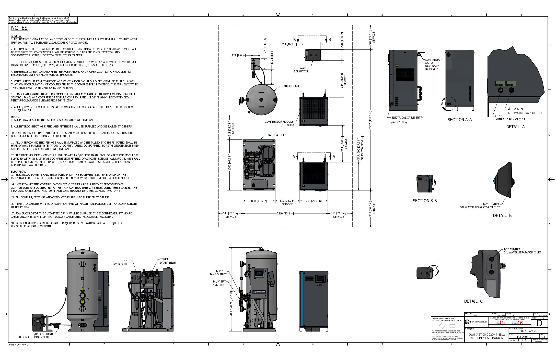 Instrument Air Duplex 10-20 HP Installation (4107 8572 18)