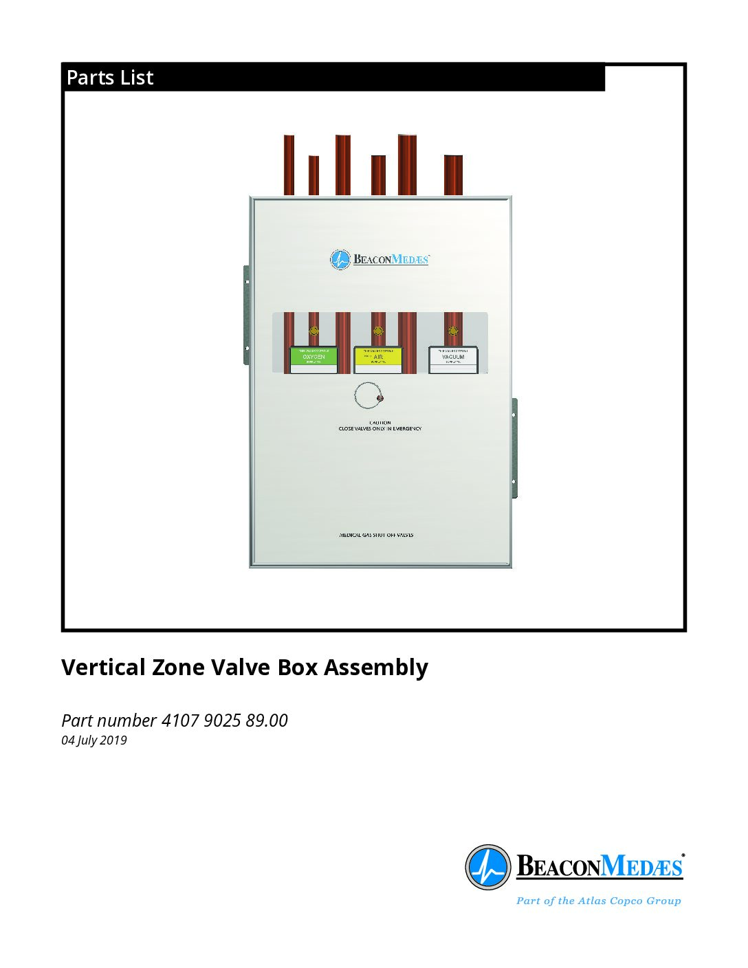 Vertical Zone Valve Box Parts List