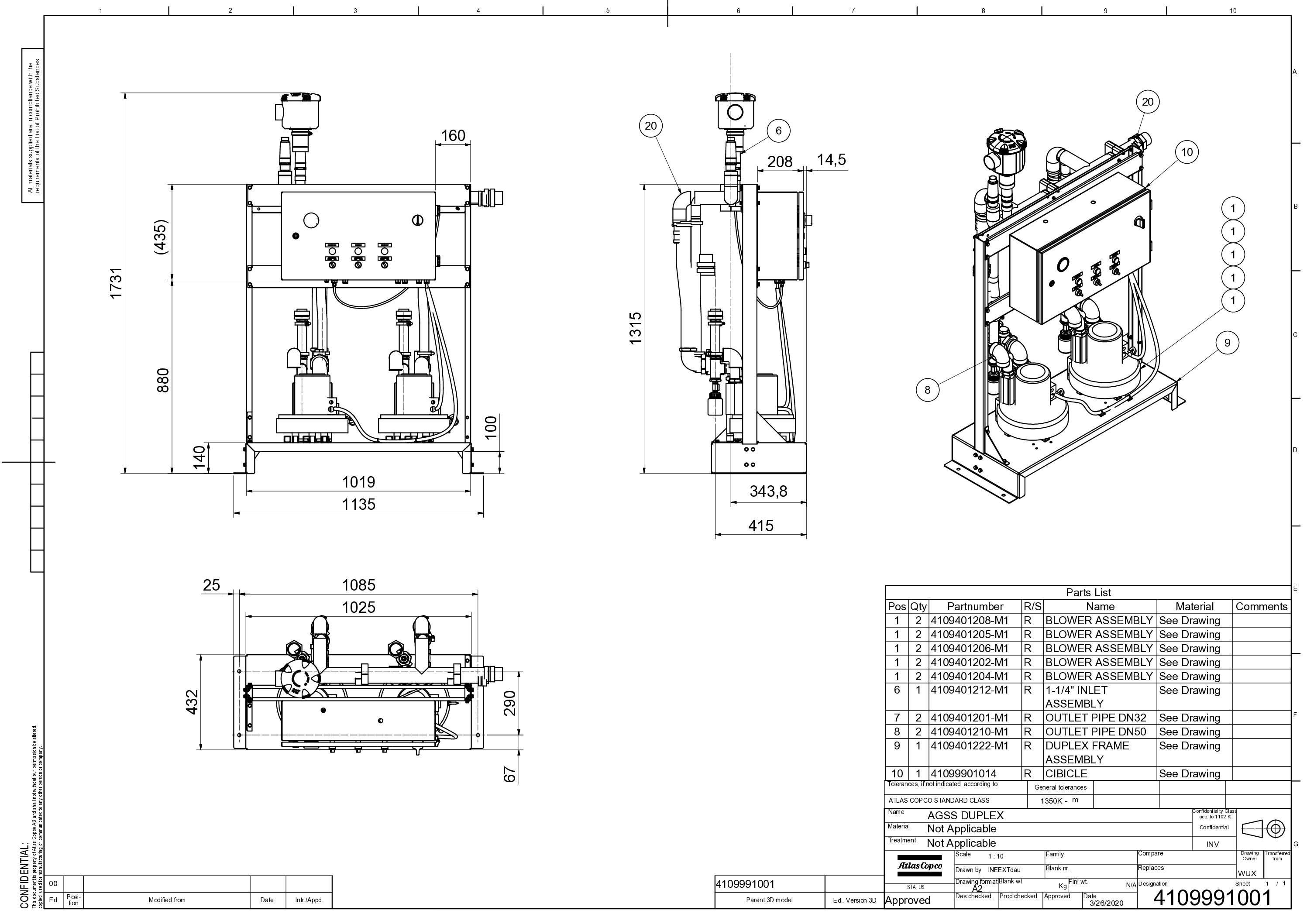 AGSS Duplex HTM ISO dimension drawing 4109991001