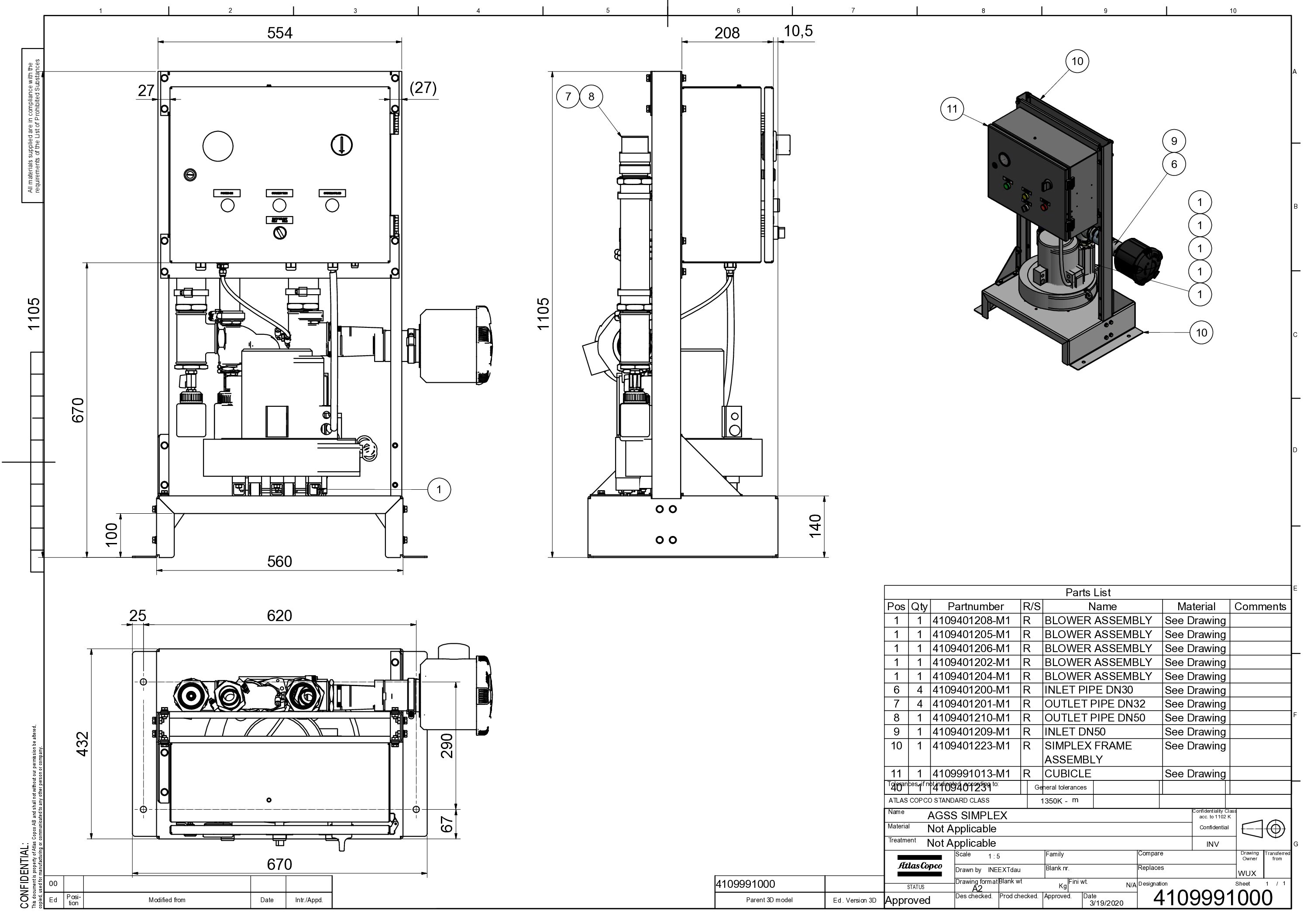 AGSS Simplex HTM ISO dimension drawing 4109991000
