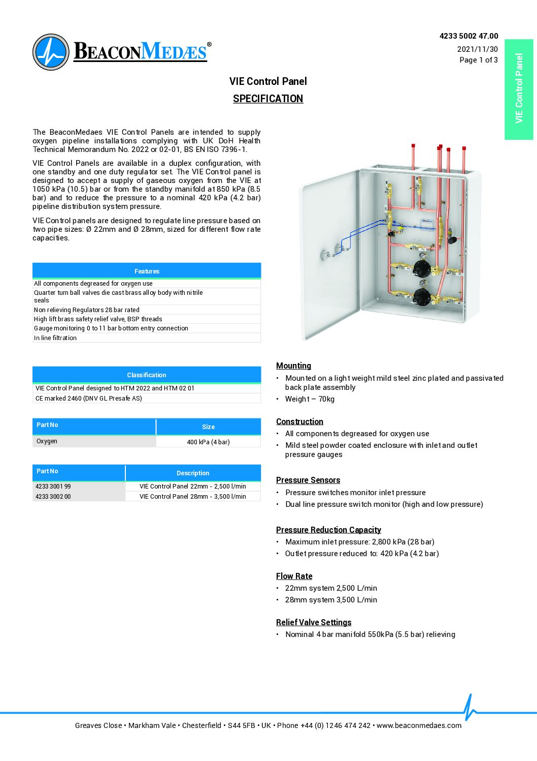 VIE Control Panel HTM Technical Datasheet