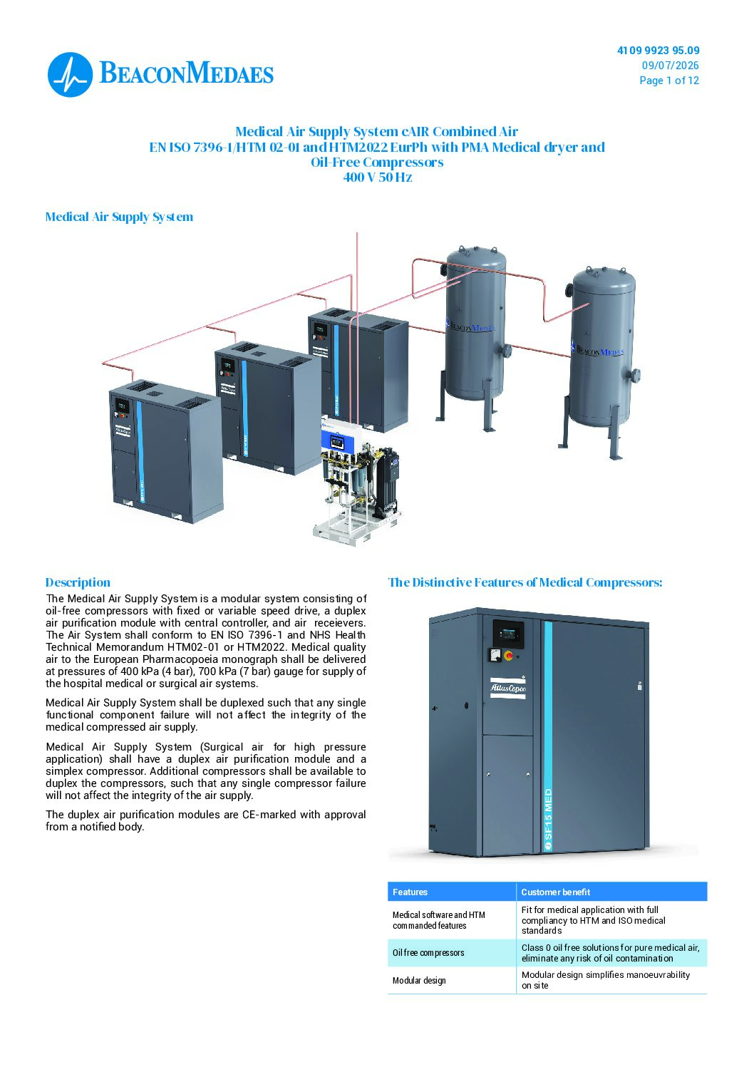 PMA oil-free compressors specification 4109992395