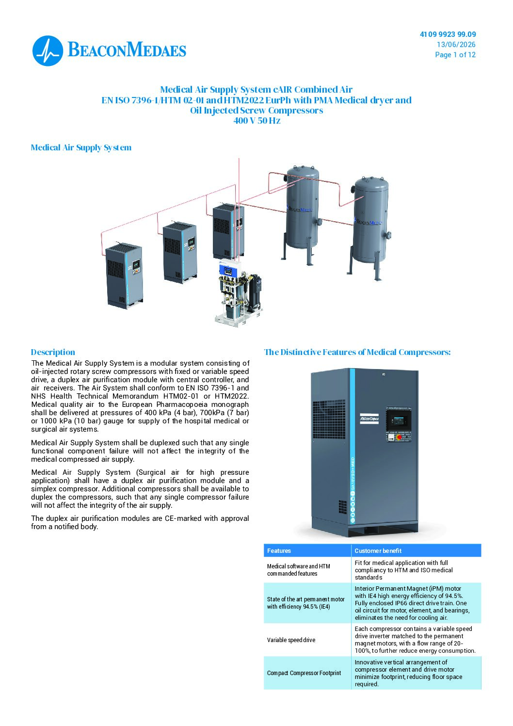 PMA oil-injected compressors specification 4109992399