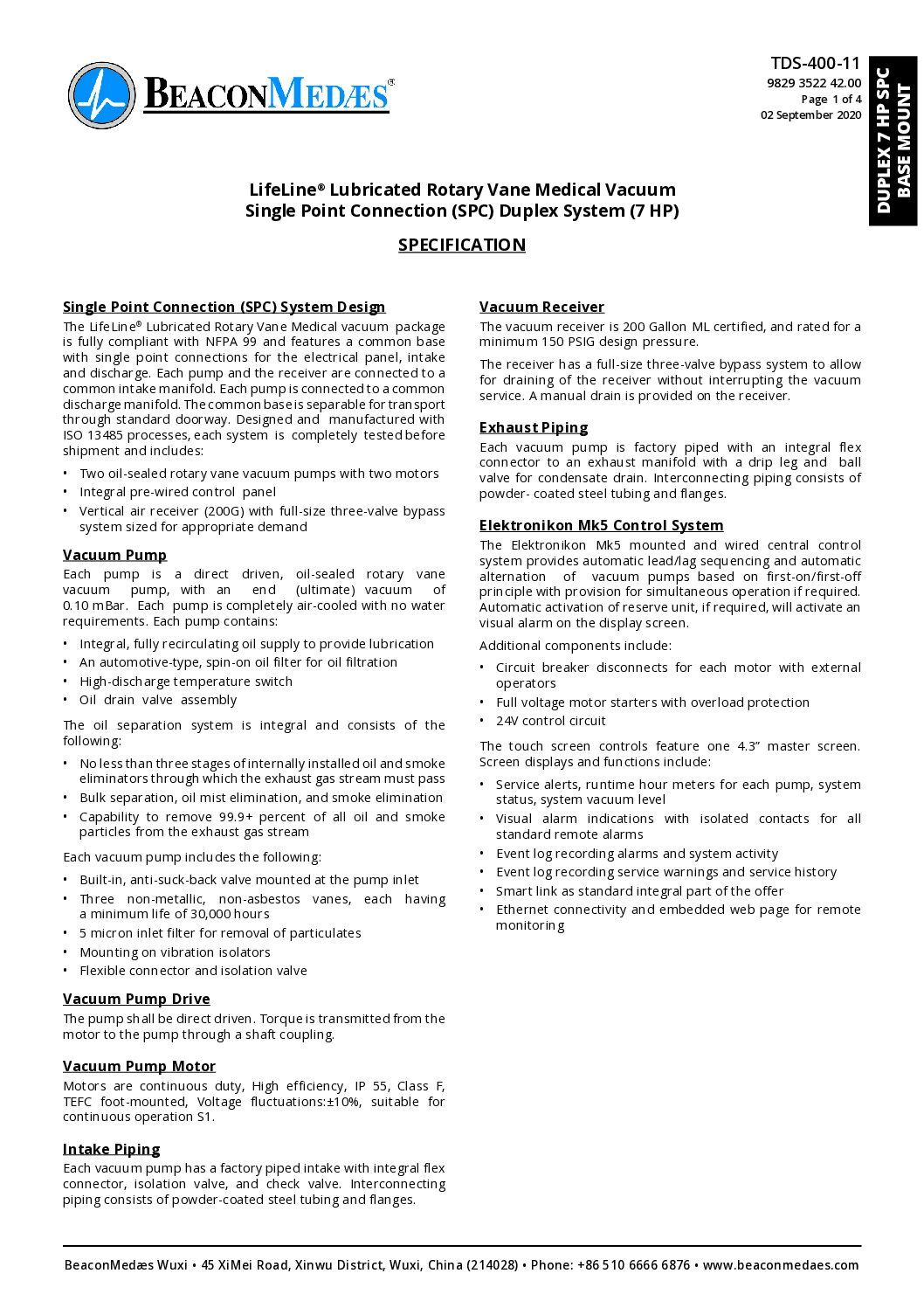 WVLS 7 Hp Duplex 60 Hz Technical Data Sheet 9829352242